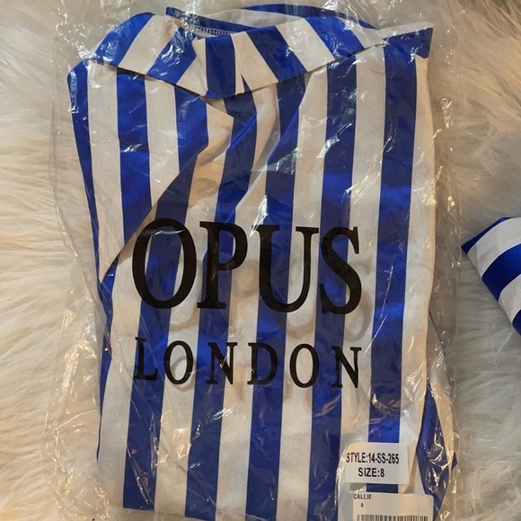 Opus LONDON Cobalt Blue and White Stripe Collar Blazer - Picture 8 of 8